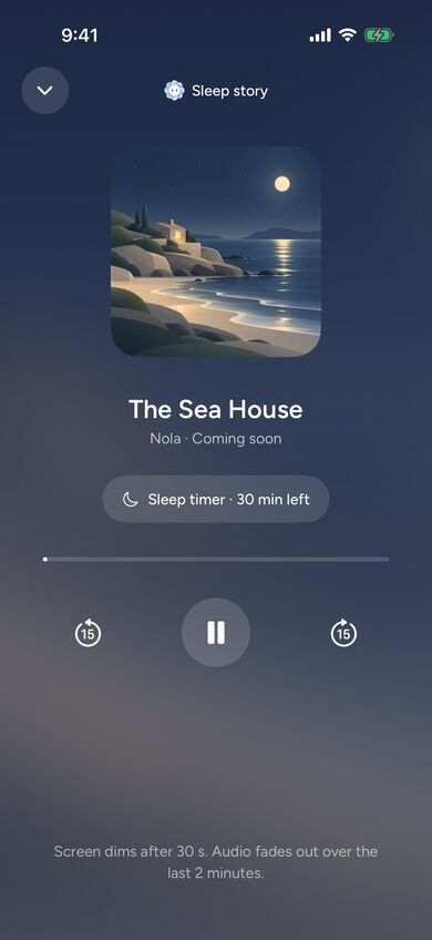 Night player: The Sea House sleep story with a sleep timer